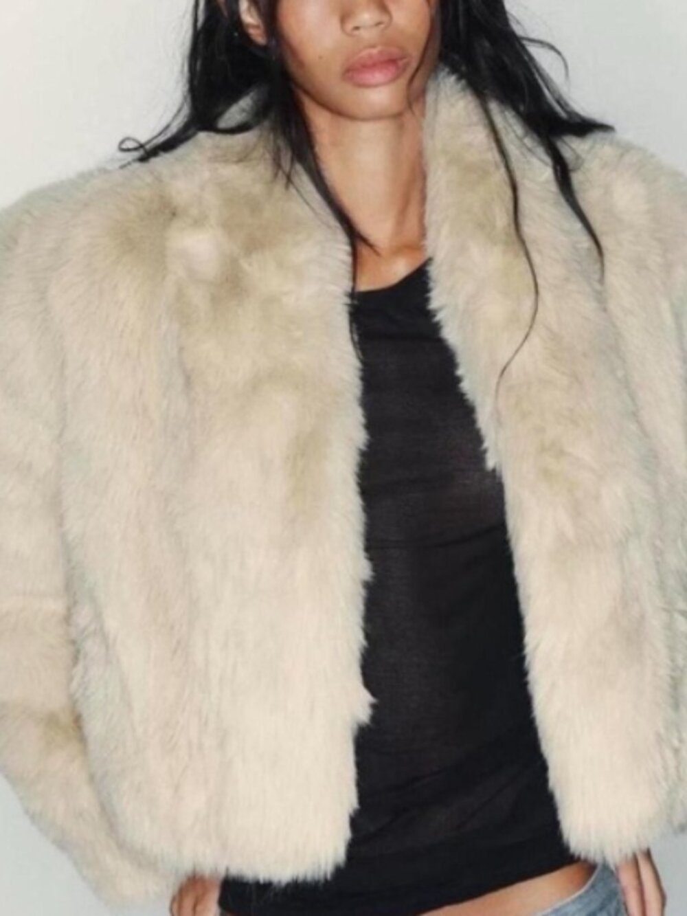 NWT ZARA SHORT FAUX FUR COAT L, XS 4341